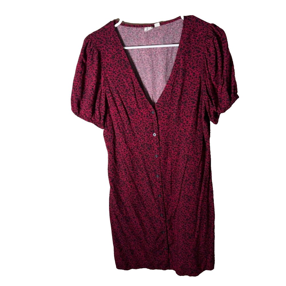 Gap Dress Women's Medium V-Neck Floral Short Sleeve Button Up Shift Casual
